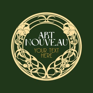 Art Nouveau Wektorowe okrągłe okładki, Clipart Art Nouveau, Etykieta okrągła vintage Art Nouveau, Ilustracja Art Nouveau, PSD, AI, SVG, Art Deco