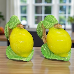 Vintage 1990 Fitz and Floyd Fruit Napkin Rings Set of 2 - Lemons Napkin Rings/Holders