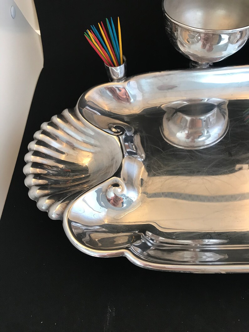 Silver Plate Serving Dish with Candle/toothpick Holders Etsy