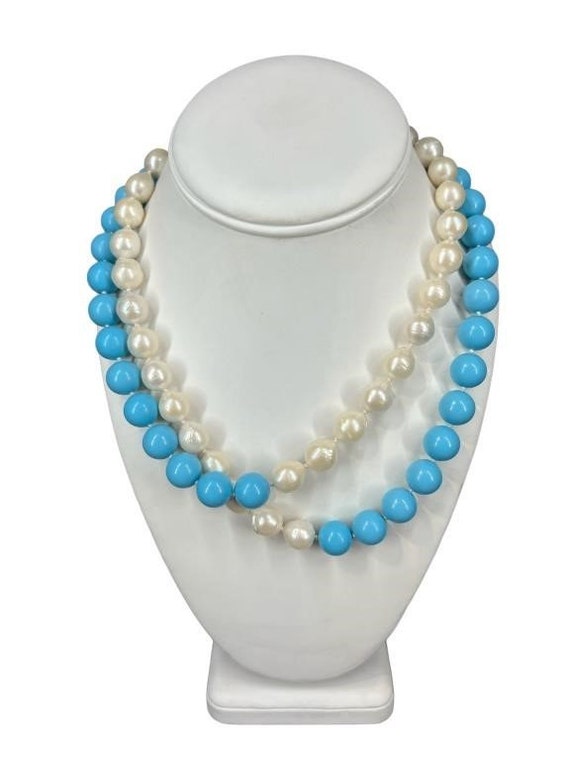 Vintage Simulated /Turquoise Blue Pearl Bead and F