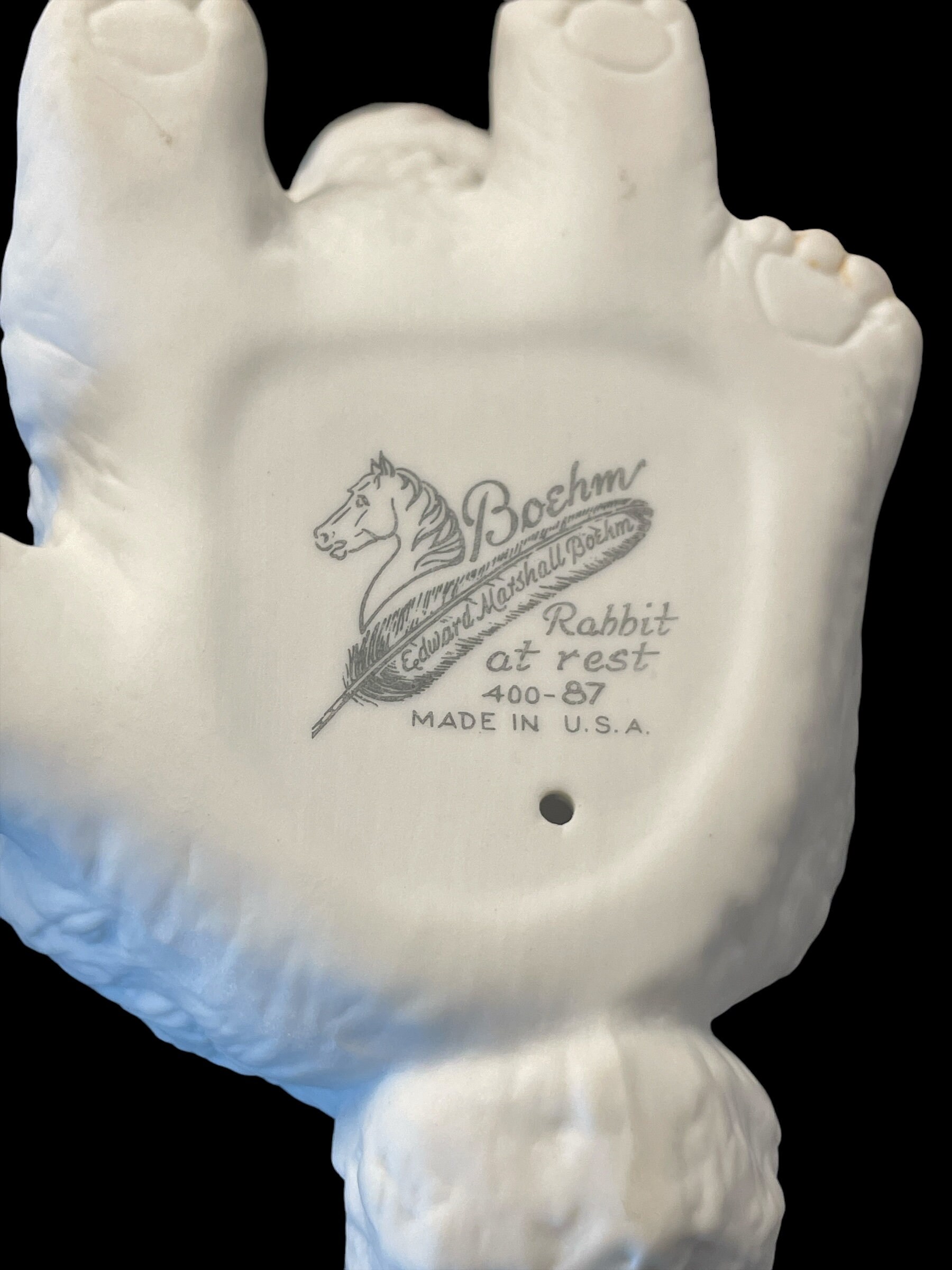Vintage Edward Marshal Boehm Rabbit at Rest #400-87 White 1981 Edition ...