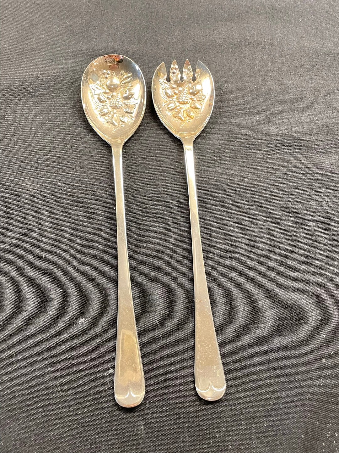 Sheffield England Silver Plated Serving Salad Spork/fork Spoon 2 Pc Set