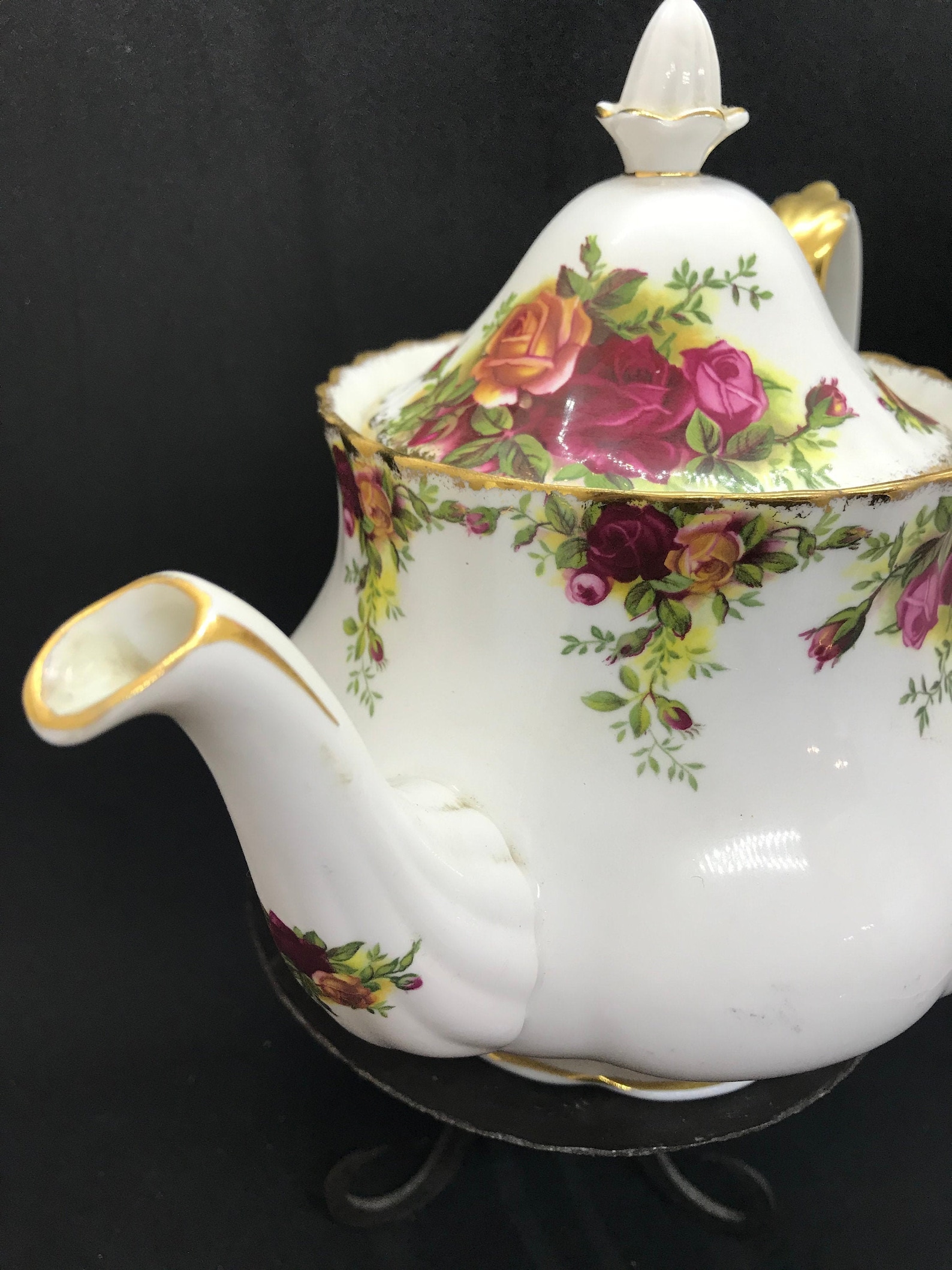 Royal Albert Old Country Roses Teapot Mostly White With Etsy