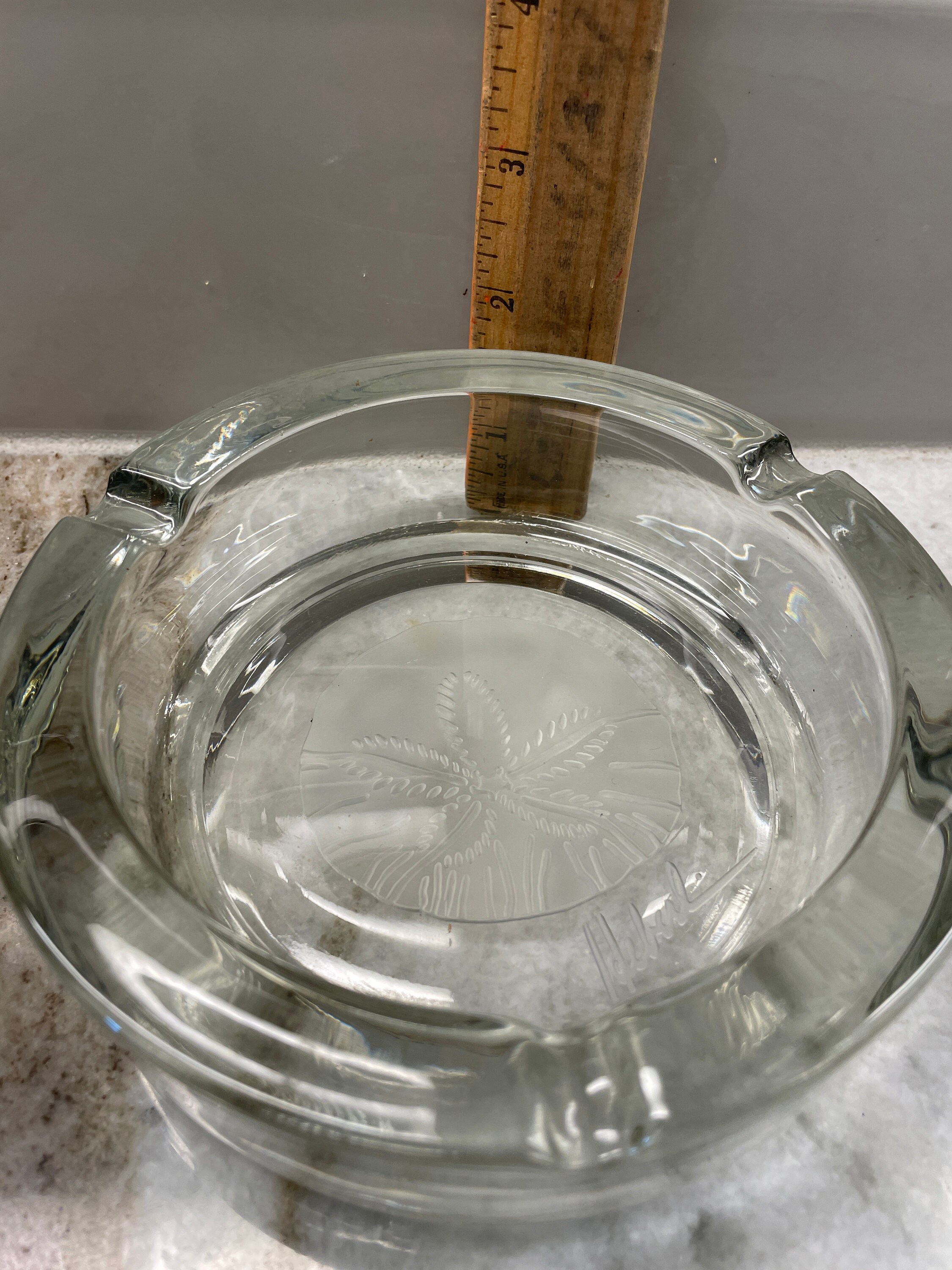 Vintage Clear Sanddollar Etched Glass Ashtray 6in Diameter Etsy