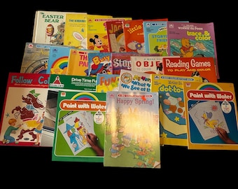 Lote de 22 libros para colorear infantiles vintage, libros de actividades preescolares ABC Feliz primavera