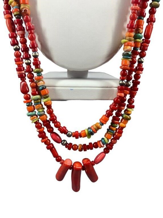 3 Strand Multi Stone Necklace .925 CLASP, 27.5"* - image 3