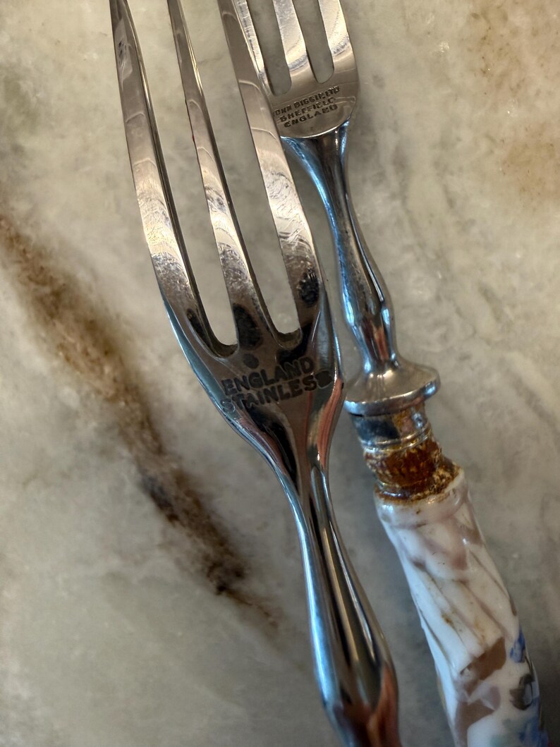 Vintage Shrimp Forks John Biggin Sheffield England Porcelain Handle ...