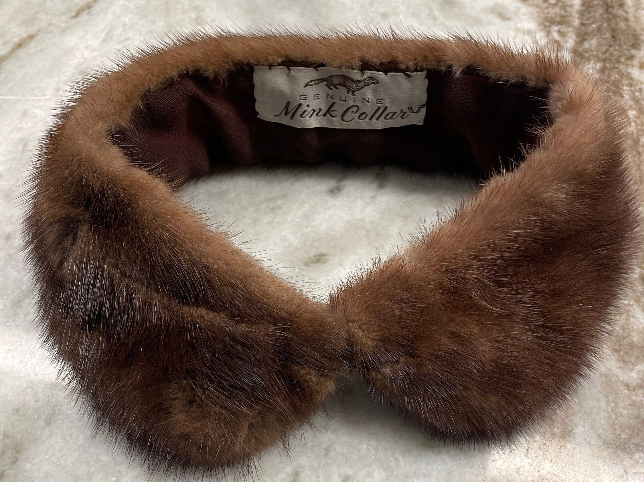 1950s Clothing Natural Light Brown Mink Fur Scarf Collar