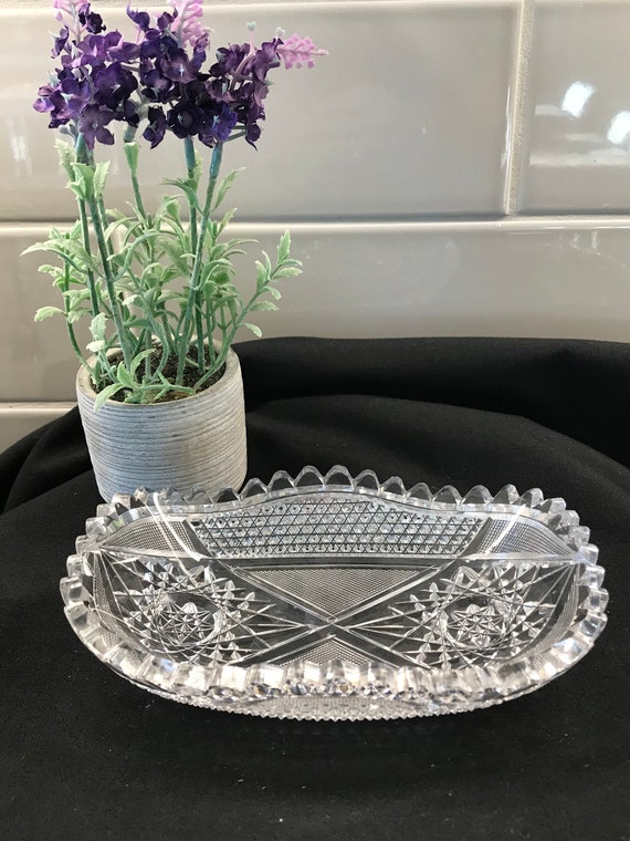 Bowls Home & Living Vintage crystal glass celery dish and celery vase