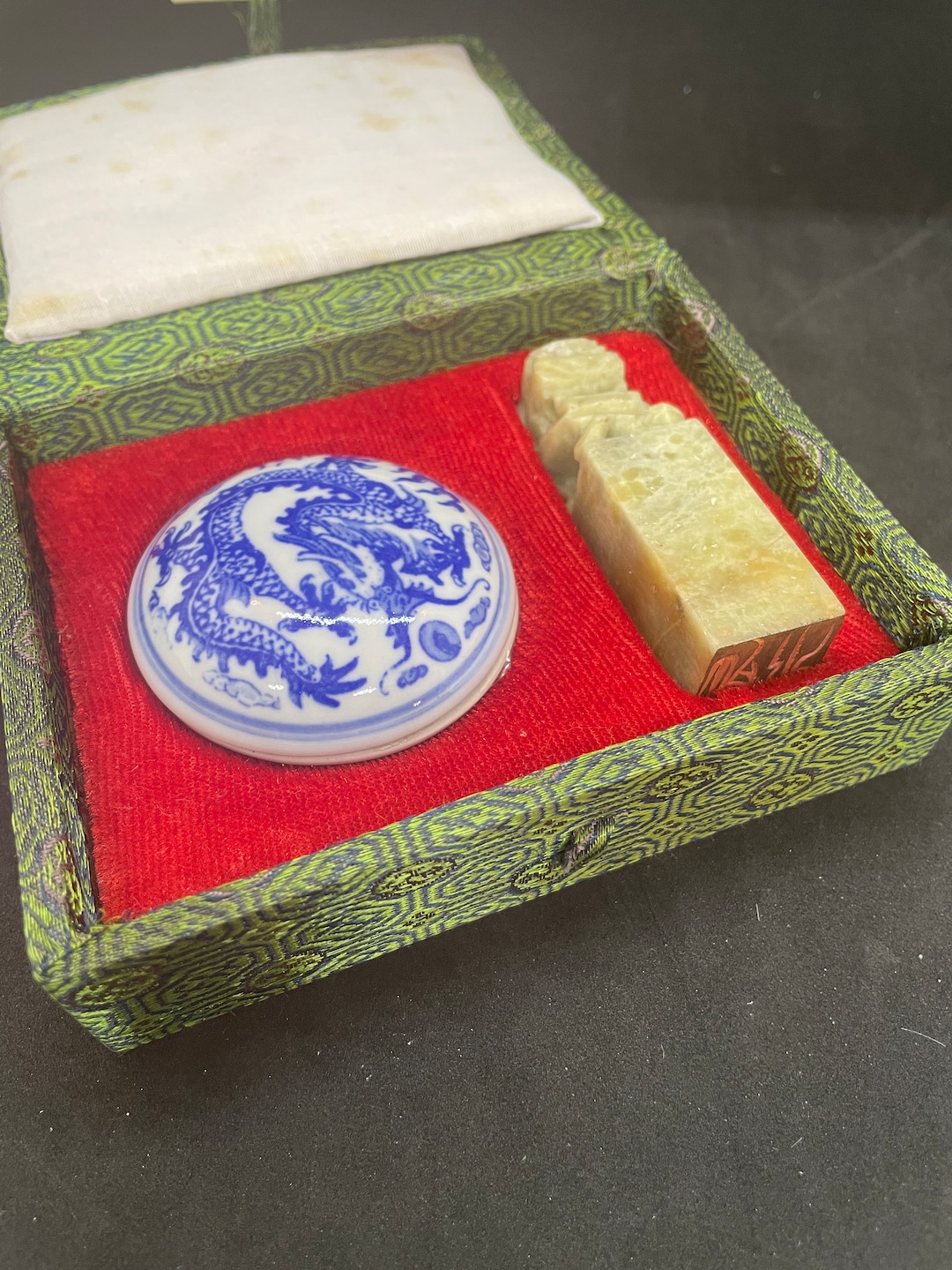 Vintage Large Asian Chinese Marble Stone Carved Imperial Lion Foo Dog