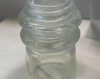 Vintage 1950 Hemingray No 9 Clear Glass Telephone Insulator 6-48 Made in USA