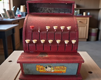 Tom Thumb Toy Red Metal Cash Register - 1950s Retro Toy - Etsy
