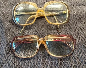 Vintage Eyeglasses Set of 2 Elan 405 & Peerage Frames Oversized 1970s Style Costume Theater Prop Retro Eyewear Lot