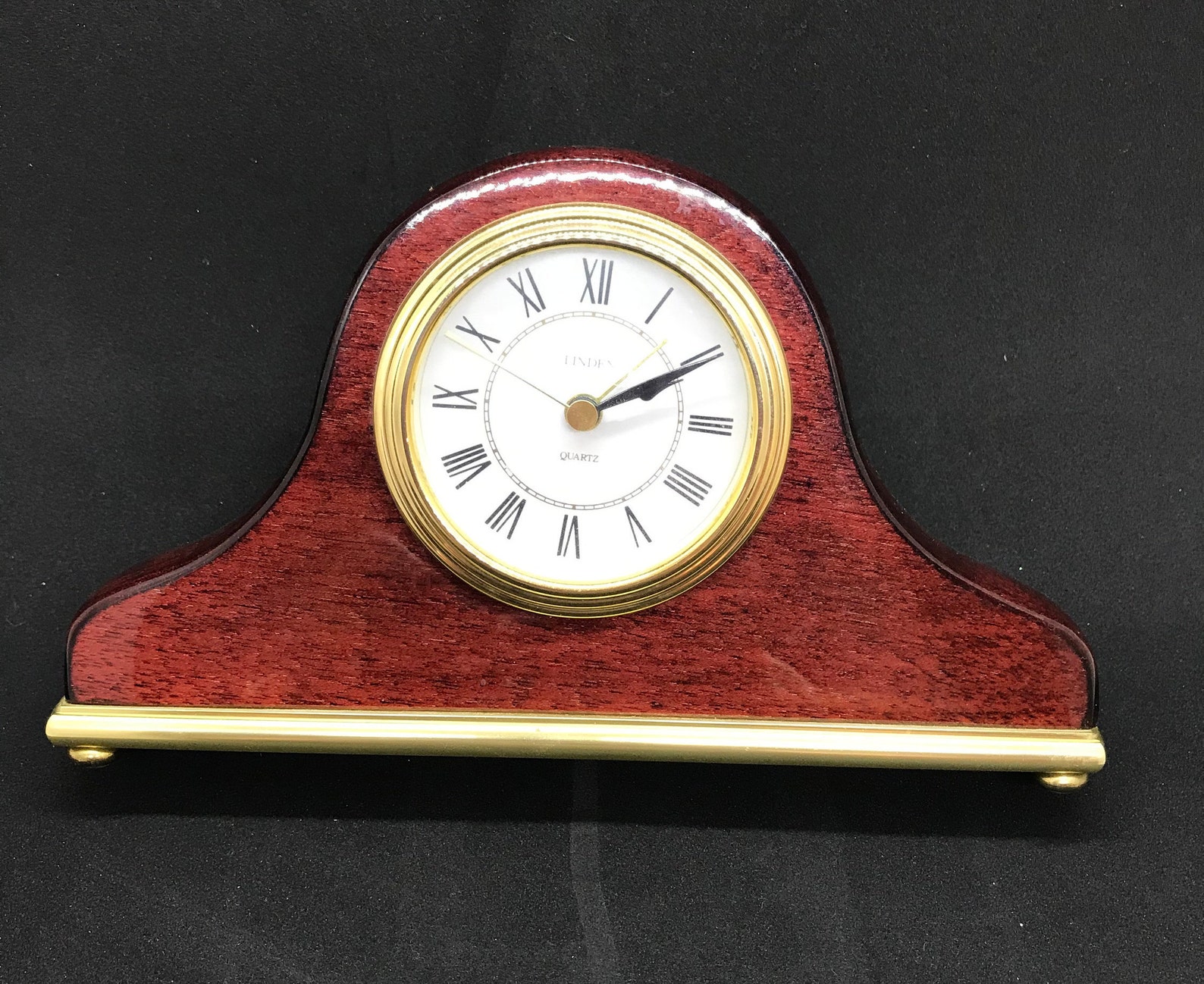 LINDEN Mahogany Wood Battery Operated Mantel Alarm Clock Etsy