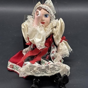 Lace Puppet Antique Porcelain Marionette Puppet – Handcrafted Female Doll – Vintage ...