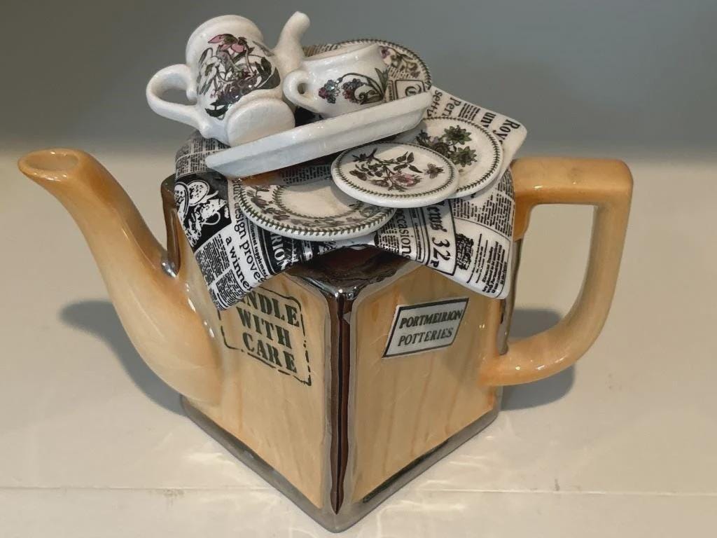 Vintage Portmeirion Potteries Novelty Teapot With Mini Creamer