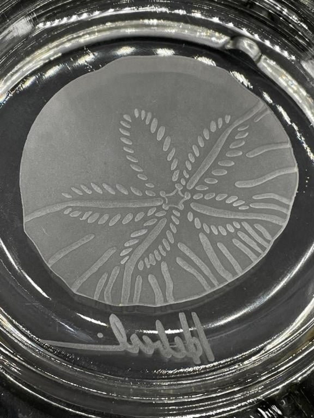 Vintage Clear Sanddollar Etched Glass Ashtray, 6in Diameter Etsy