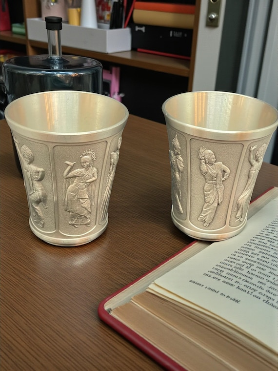 Selangor Pewter Cups- 2- Singapore Airlines Souvenier Visit Asean