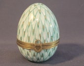 Rare Authentic French Porcelain Hand Painted Limoges Box Large Vintage Egg marked Peint Main Limoges