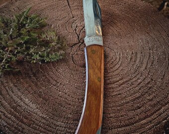 Vintage 1980 Maxam Bobcat EGK002 Lockback Pocket Knife Wood Handle Made in Japan