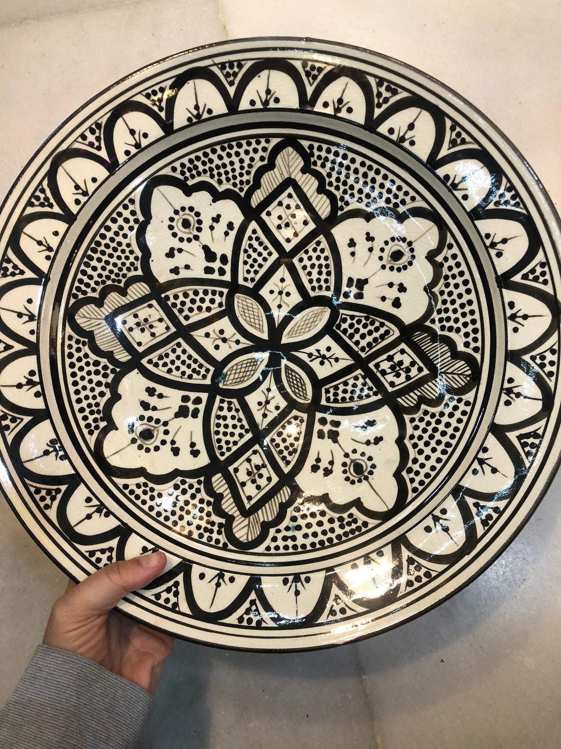 Big Beautiful Handmade Moroccan Plates in Black Pattern Etsy