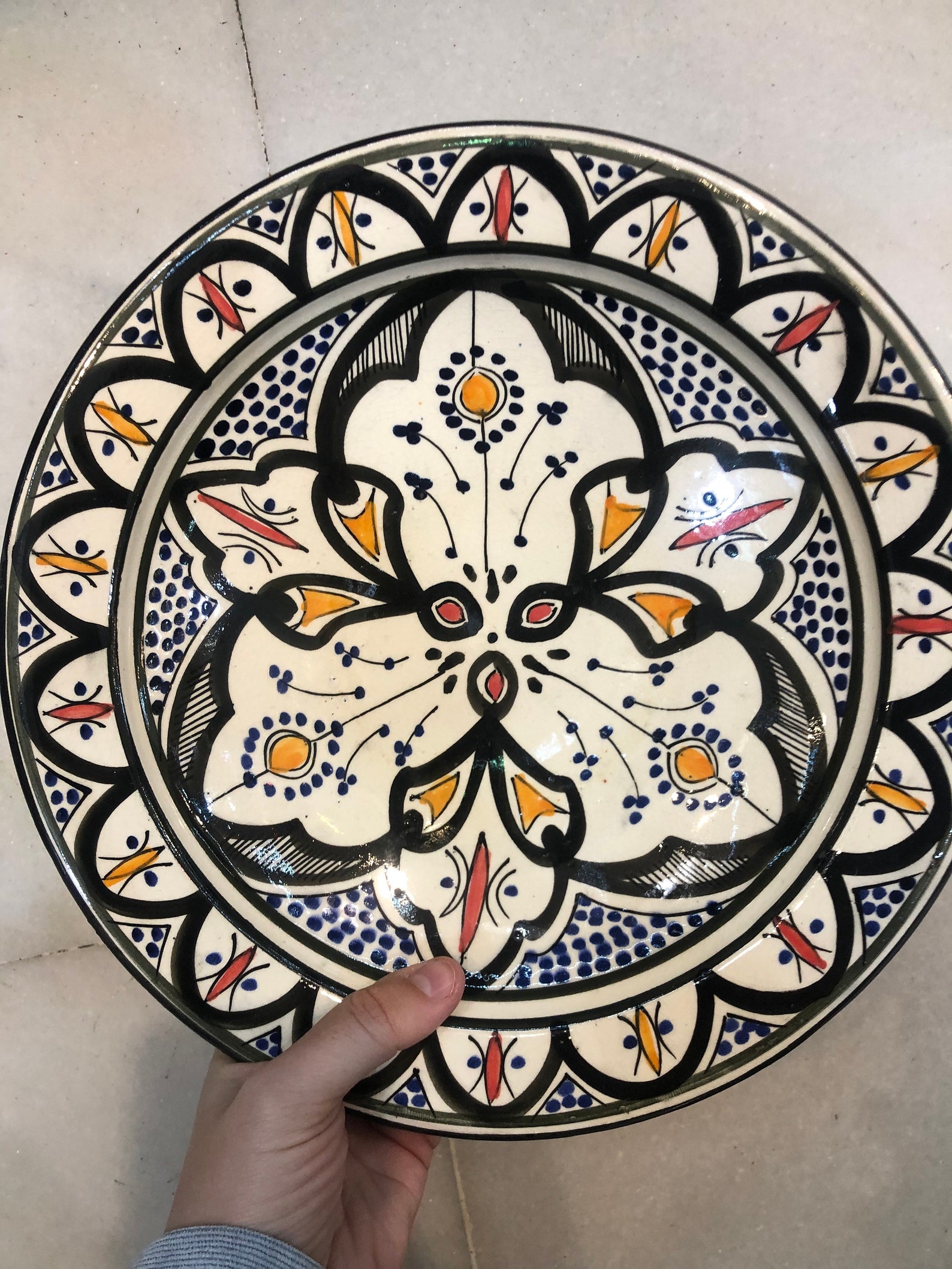 Beautiful handmade moroccan plates in Black Red Yellow Pattern Etsy