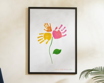 Flower Handprint Art Keepsake | Hand Print Art | Family Hand Print Kit Included | Mummy Daddy Gift from kids | Baby Toddler Kids Handprint
