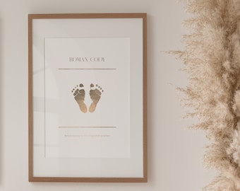 Recuerdo artístico de lujo con huella de bebé, lámina de huella de bebé, regalo para mamá y papá, impresiones personalizadas para la habitación de tu bebé, regalos para baby shower, regalo para recién nacido.