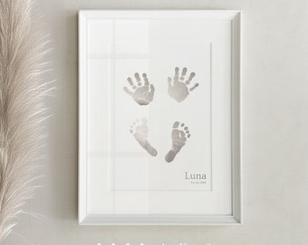 New Parents Gift | Real Foil Baby Handprint Footprint Art | Baby Shower Gift | New Baby Gift | New Parents Gifts | Handprint | Baby Boy Gift