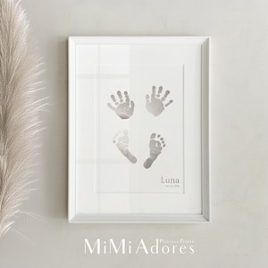 New Parents Gift | Real Foil Baby Handprint Footprint Art | Baby Shower Gift | New Baby Gift | New Parents Gifts | Handprint | Baby Boy Gift