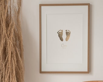 Echte Folie Baby Fußabdruck Kunst | Baby Fußabdrücke | Personalisierte Fußabdruck-Kunst | Babyfuß | Baby Füße | Baby Gedenkstätte