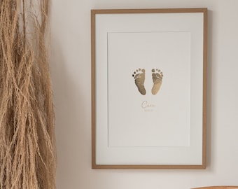Personalised Foil Footprint Art | Baby Shower Gift | New Baby Gift | Personalised Footprint Art | Baby Foot Print | Baby Foot Print Art