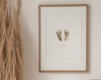 Real Foil Baby Footprint Art | Gift For Mummy Daddy | Personalised Newborn Keepsake | Baby Gift | Baby Shower Keepsake Gift | Baby foot