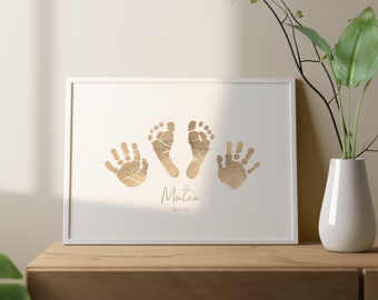 MiMi Adores Baby Handprint Footprint Keepsake treasured in Real Foil | Foil Hand Footprint Kit | Gift from Baby | Personalised Baby Keepsake