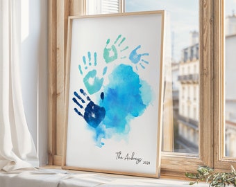 Custom Family Handprint Art • Includes Family Handprint Kit • New Family Gift • Mum Mummy Gift • Grandparents Gift • Hand print gift