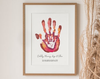 Kit Impronte Mani Famiglia | Base Legno Con Nuvole Acriliche | Regalo Personalizzato Per 4 Persone - Foto 8