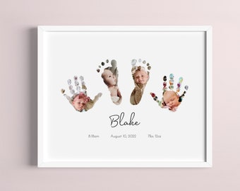 Impronta della mano o del piede del bambino come ricordo / Decorazione personalizzata per la cameretta dei bambini / Arte con impronta della mano o del piede del bambino / Mano del bambino / Piede del bambino / Regalo per baby shower