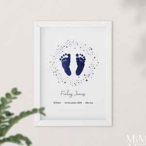 Baby Footprint Art (Inkless Kit Included) | Personalised Baby Footprint Kit | Baby Shower Keepsake Gift | Custom Nursery Wall Decor