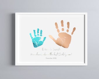 Foil Handprint Art with Inkless Kit | Siblings Handprint Keepsake | Grandparents Mummy Daddy Gift | Personalised Daddy Gift | Baby Handprint