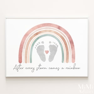 Rainbow Baby Footprint Printable After every storm comes a rainbow Kids Baby Toddler Keepsake Foot Feet Art Craft Printable image 1