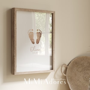 Personalized Baby Footprint Art | Real Foil Footprints | Baby Footprint Kit Included | New Baby Gift New Parents Gifts | First Christmas