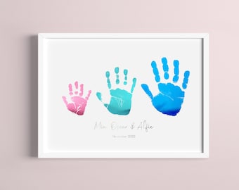 Foil Handprint Art | Personalised Christmas Gift for Grandparents | Grandparent Custom Xmas Gift for Nan Nana | Gift from grandchildren