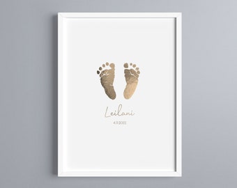 Personalised Foil Footprint Keepsake (Inkless Kit Included) | New Baby Gift | Baby Shower Present | Customised Newborn Keepsake