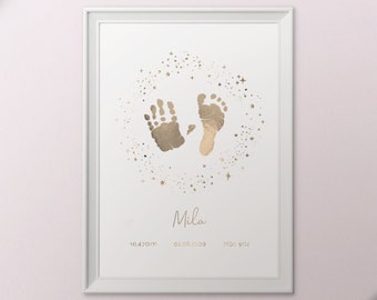 Arte de huellas de manos y pies con lámina de lujo / Recuerdo para bebés y niños pequeños / Manualidades para manos y pies / Recuerdo personalizado para recién nacidos / Baby Shower
