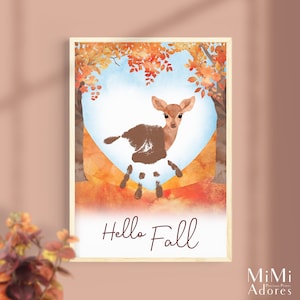 Hallo Herbst Hirsch Handabdruck Kunst | Sofortdownload | Herbst Handabdruck Printable | Baby Kleinkind Kinder DIY Handwerk Karte Andenken