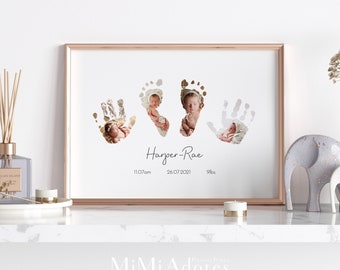 Babyhand- en voetafdrukkunst | Inclusief babyinktloze printset | Gepersonaliseerde babyherinnering | Nieuw babycadeau | Nieuw moedercadeau | Voetafdruk van baby