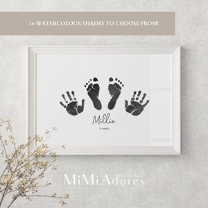 Baby Toddler Handprint Footprint Art in stunning Watercolour | Hand and footprint kit Included | Gift for Mummy Daddy | Baby Shower Gifts