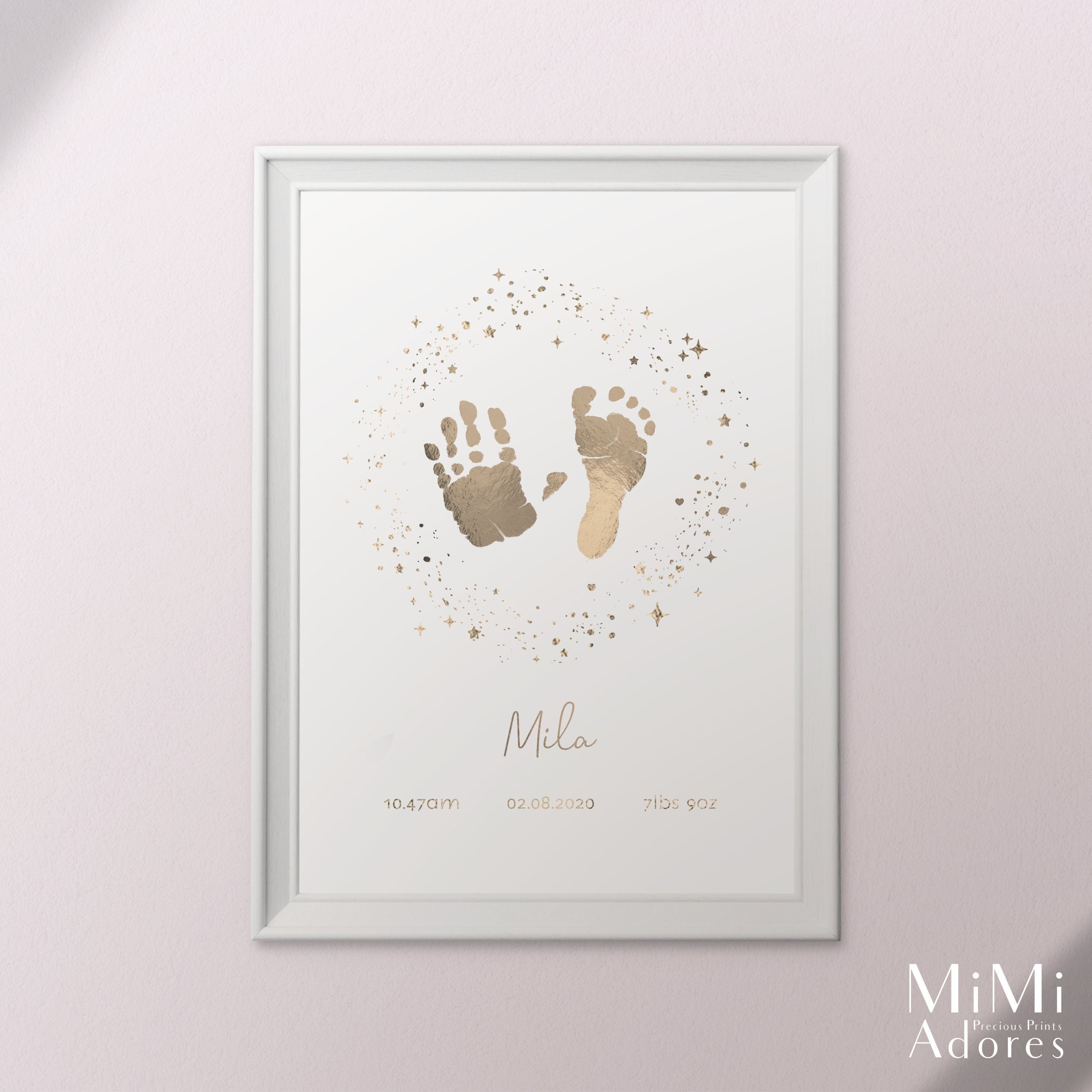 Newborn Baby Feet Print, Newborn Keepsake Gift, Nursery Decor Wall Art,  Birth Stats Wall Art, Baby Details Printable, Baby Footprint Ink 