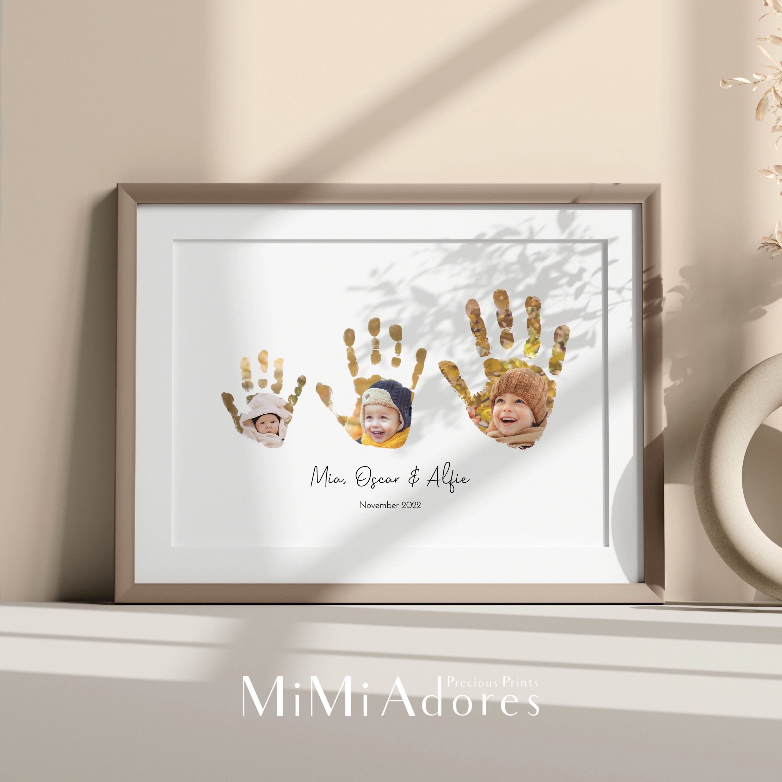 Mimi Adores Family Handprint Art in Monochrome Watercolour Custom