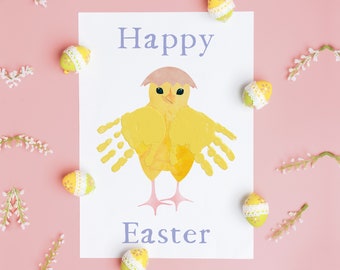 Easter Chick | Handprint Hand Art Craft | Easter Handprint | Kids Toddler Baby Art Craft | Keepsake DIY Card Gift | Happy Easter Printable